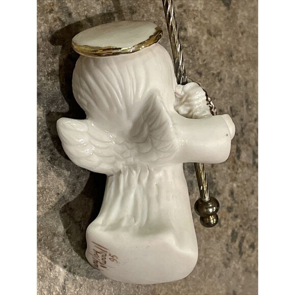 Porcelain Christmas Angel Ornament Hand Painted Holiday Decoration - Picture 3 of 12
